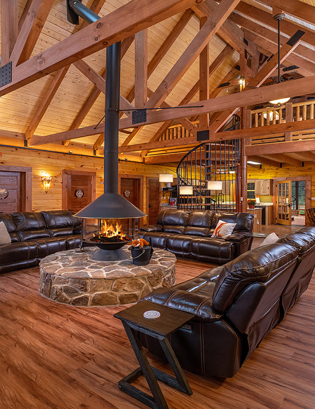 Interior Den of the Shelton Custom Log Home