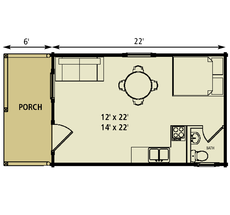 Trail Cabin 12'x22' Floor Plan