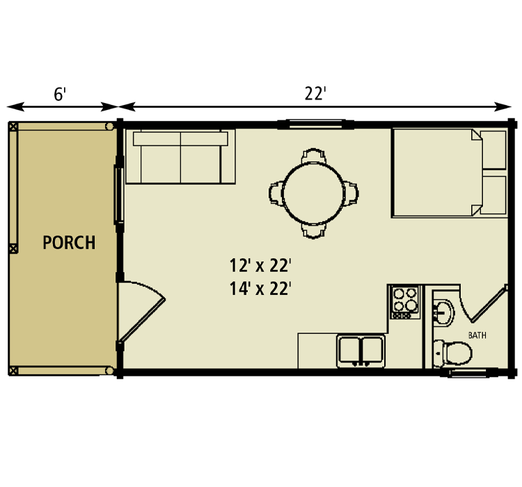 Trail Cabin 12'x22' Floor Plan